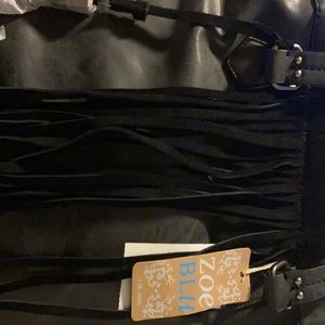 Black, fringe purse, short handles